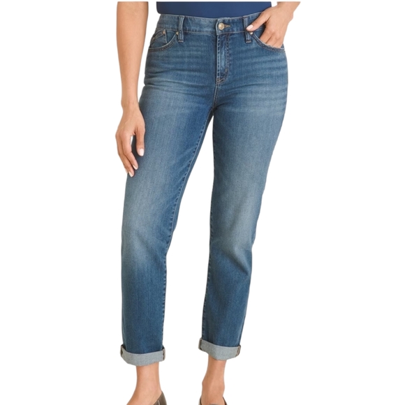 Chico's Denim - Chicos Boyfriend Basic Ankle Table Rock Indigo Light Washed Jeans, Size 4R